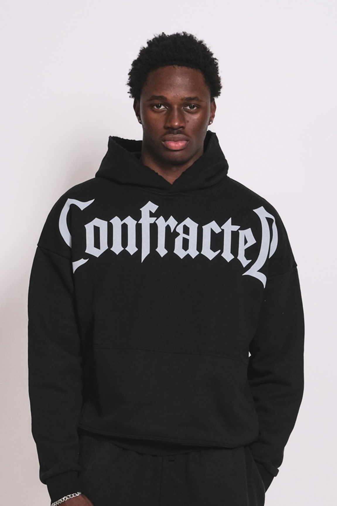 Black Confracted Hoodie