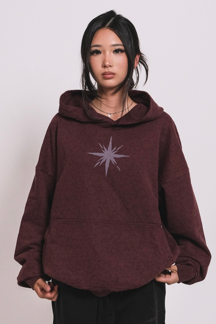 Dark Red Leopard Hoodie