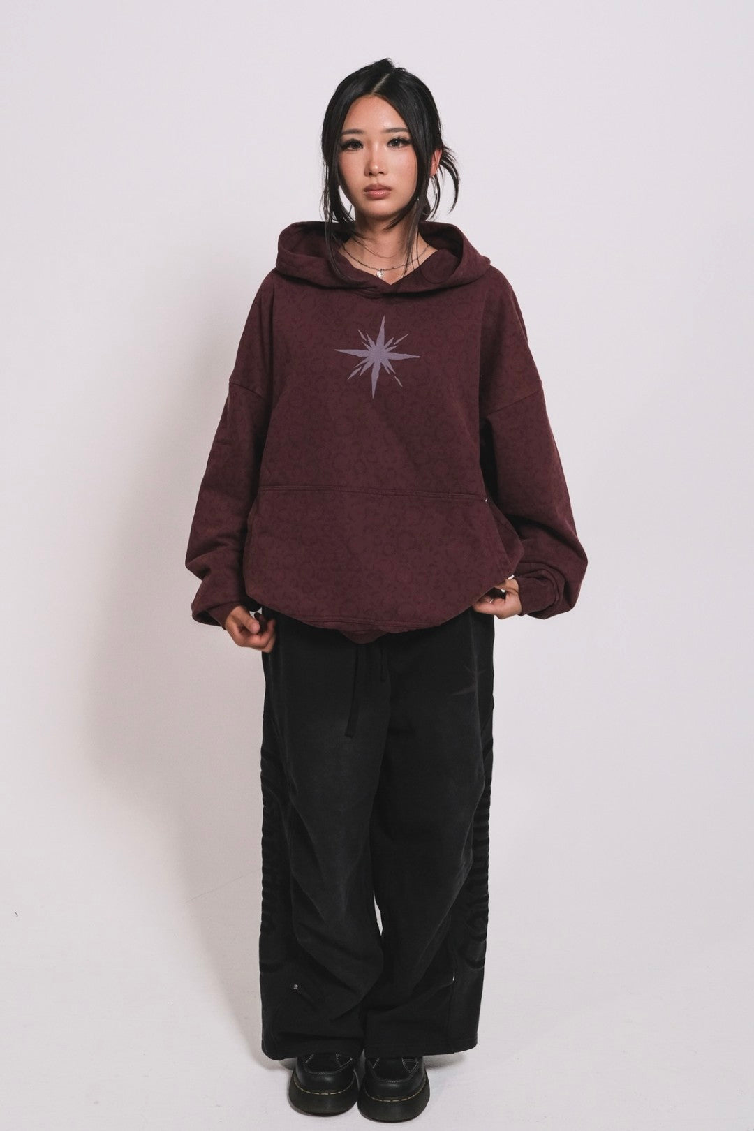 Dark Red Leopard Hoodie