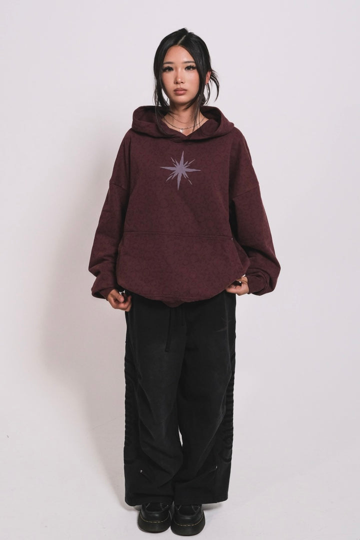 Dark Red Leopard Hoodie