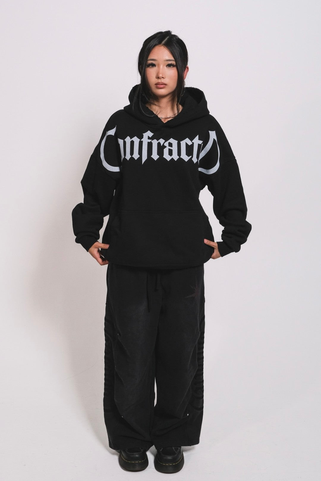 Black Confracted Hoodie