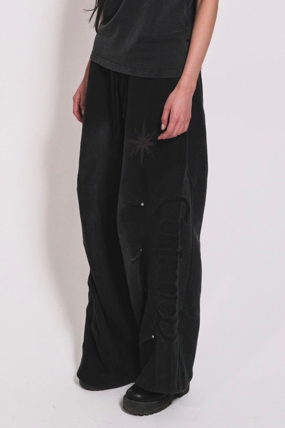 Black Baggy Embroidered Sweatpants