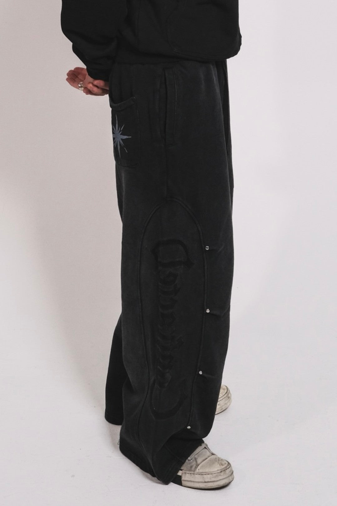 Black Baggy Embroidered Sweatpants