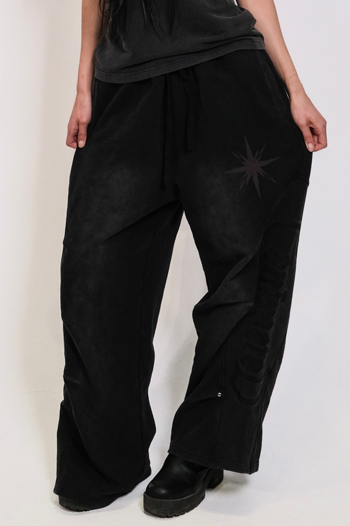 Black Baggy Embroidered Sweatpants