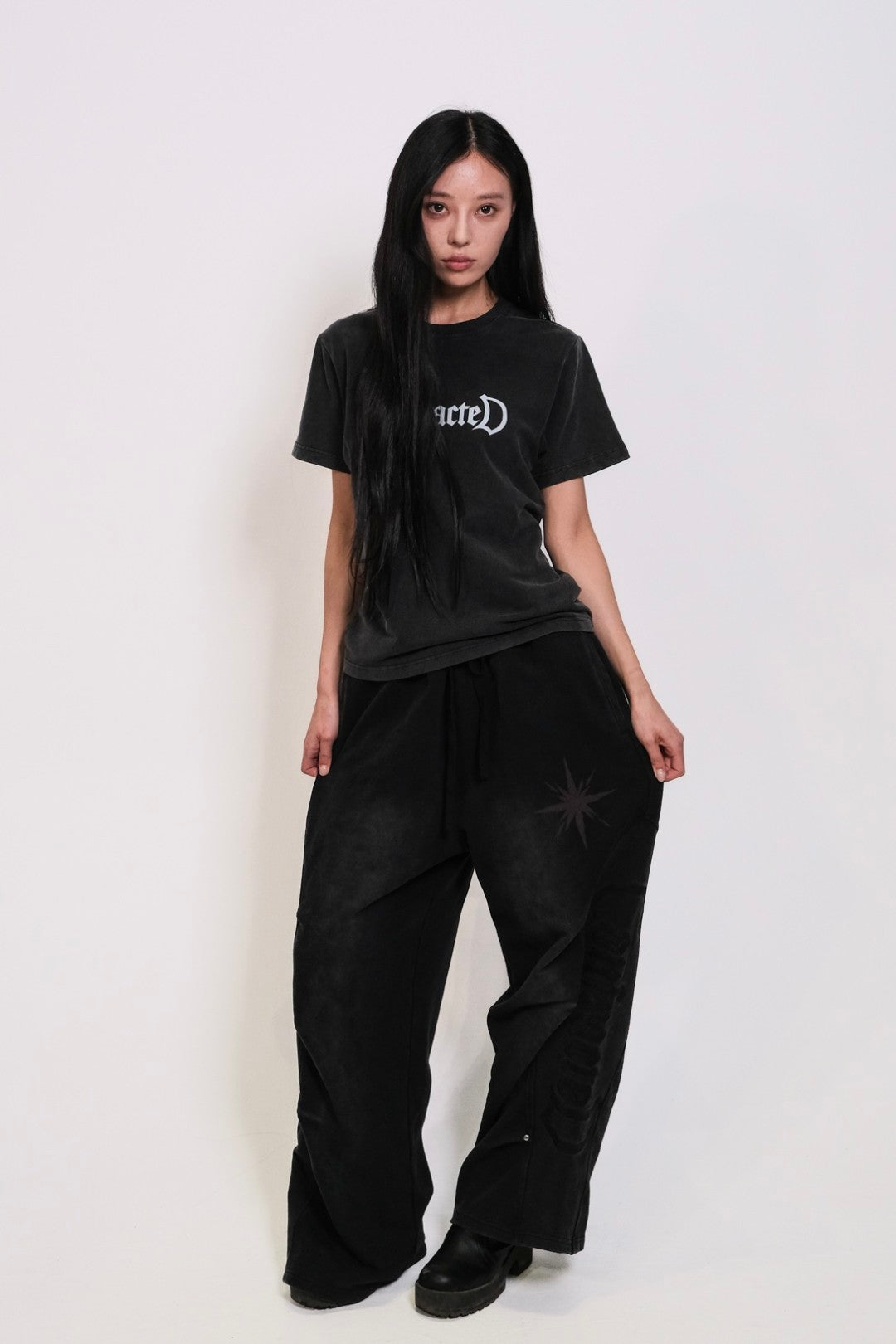 Black Baggy Embroidered Sweatpants